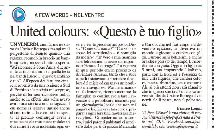 Nuovo giovedì, nuovo #NelVentre. @Francolegni intriga con un viaggio umano da 'United Colours'
@FersMazzanti @operecomplete @paroledipolvere