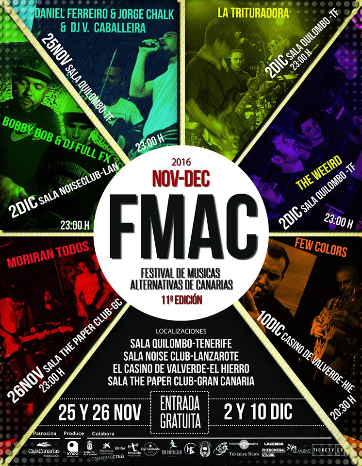 CanaryGayExp's tweet photo. Te presentamos el cartel del 11º FMAC, Festival de Música Alternativa de Canarias. 

#CanariasEsCultura #MusicaDeCanarias #FMAC https://t.co/8nqcL8L9Xd