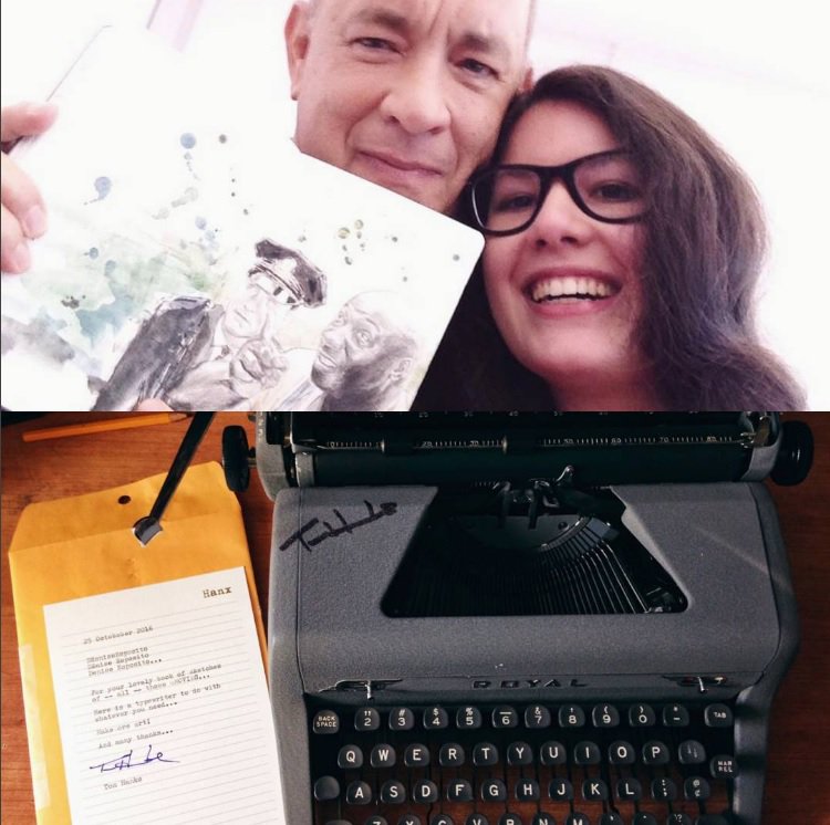 At #RomaFF11, Denise showed #TomHanks her drawings. Here's what happened then: watch the video bit.ly/DeniseTomHanks #thanksgiving