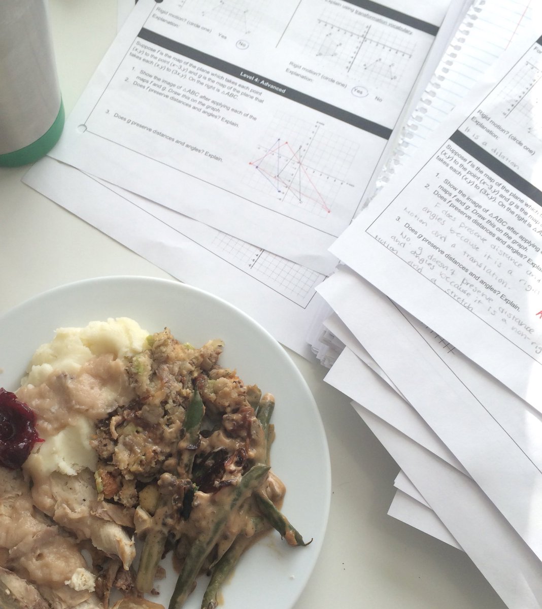 melaniekong's tweet photo. Happy Thanksgiving! Paper stacks from last year and this...grading is a thanksgiving tradition. I need @FloopEdu! #showyourstack https://t.co/uj8MAxjpxK