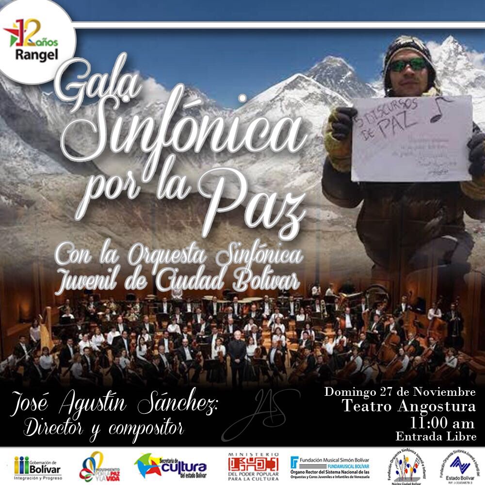 Vamos tod@s #Dom27/11 #teatroAngostura a disfrutar de la #GalaSinfonicaporlaPaz #OSJCBL dirige @jascompositor <a href="/elsistema/">El Sistema</a>