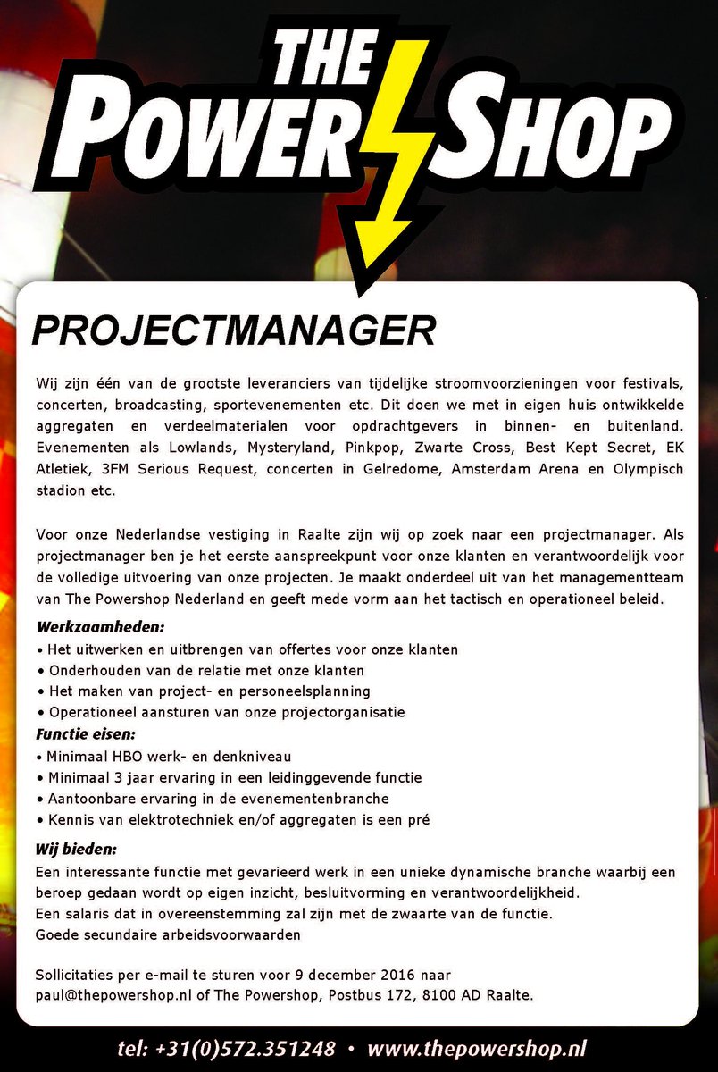 Mooie vacature bij The <a href="/thepowershopnl/">The Powershop</a> Delen wordt gewaardeerd!