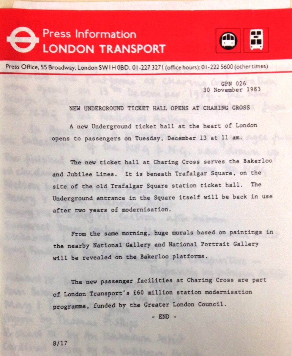 NPGLondon's tweet photo. In 1983 murals were unveiled at Charing Cross Tube station based on National Portrait Gallery and @NationalGallery collections #AutoArchives https://t.co/gGZVeOZRAx