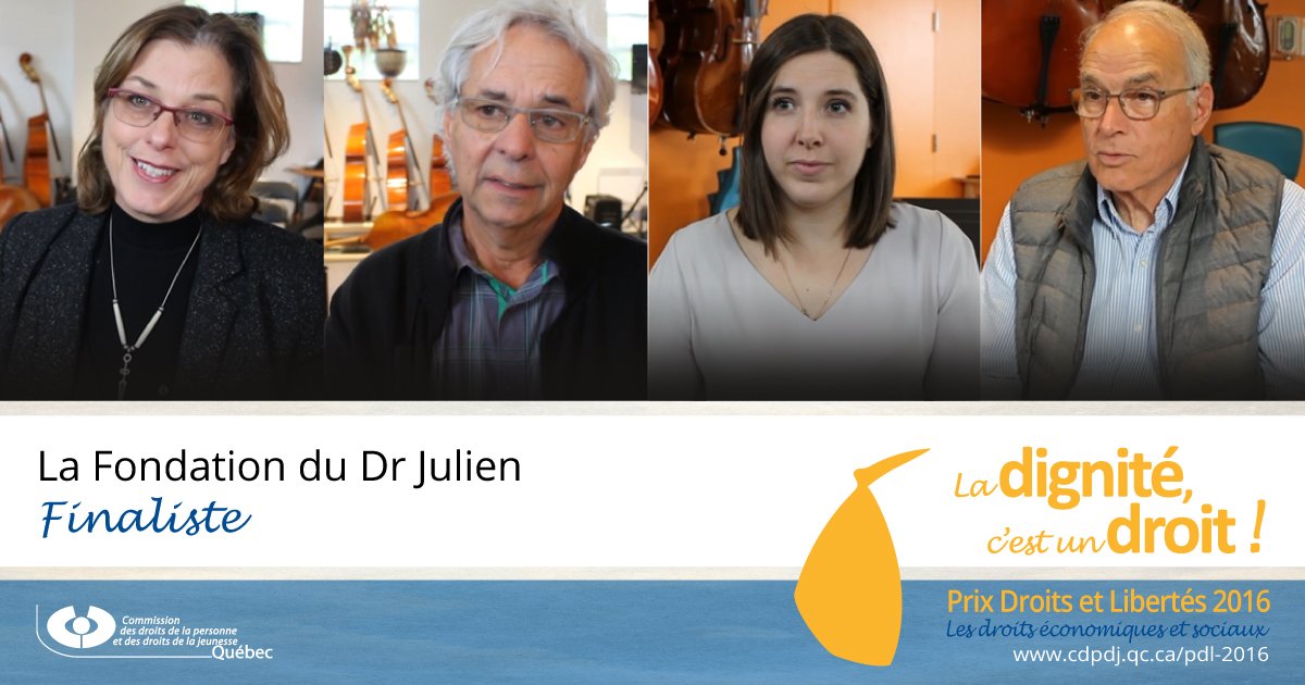 CDPDJ1's tweet photo. Félicitations à la @FondDrJulien, en lice pour le Prix Droits et Libertés 2016! https://t.co/Ay5Czl3lZE #PDL2016 https://t.co/l7HUoUyzW0