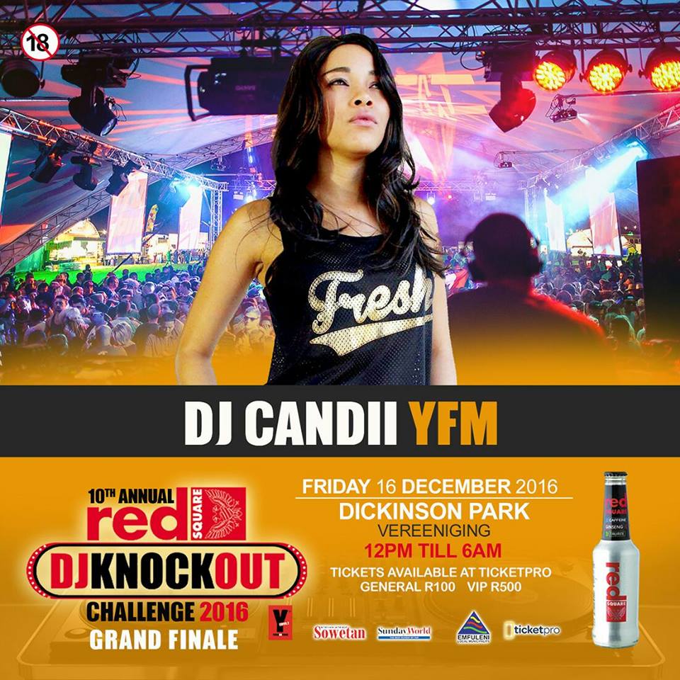 Yfm's tweet photo. You know itβs going to be #2Shuga when @DjCandii takes over the decks! The 10th Annual @djknockoutsa is back! Tickets @TicketProSA. https://t.co/Dw1Z8QFlvY