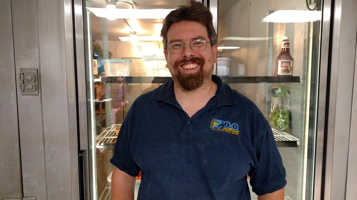 cityoftopeka's tweet image. We are here with Nathan Martin, commissary specialist @TopekaZoo. From here on out: Chef Martin #zoothanksgiving