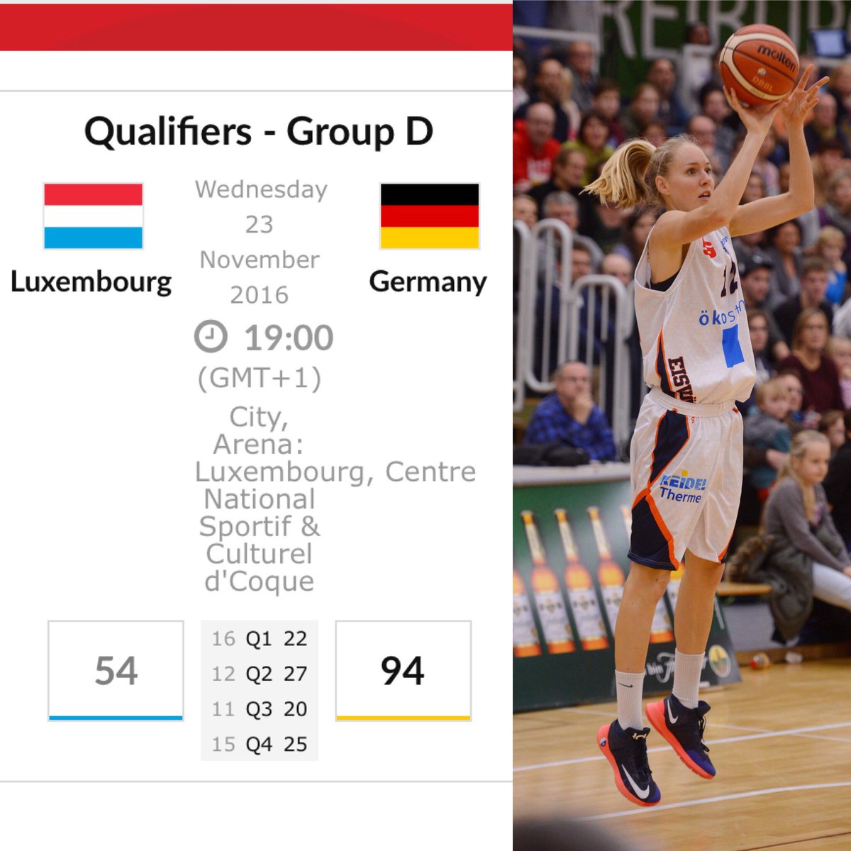 Ilka Hoffmann won with the German national team 🇩🇪 against Luxembourg 🇱🇺 , but didn't reach the qualification for #euro2017