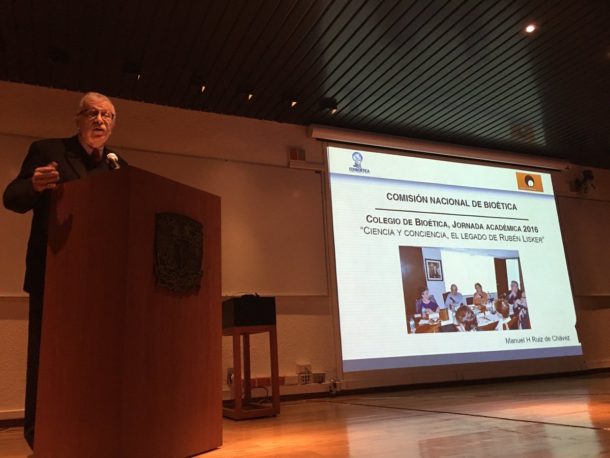 colegiobioetica's tweet photo. Mensaje de bienvenida del Dr Manuel Ruíz de Chávez, palabras en honor al Dr #RubénLisker #bioethics #bioética #bioetique https://t.co/ETuCyWuNAN
