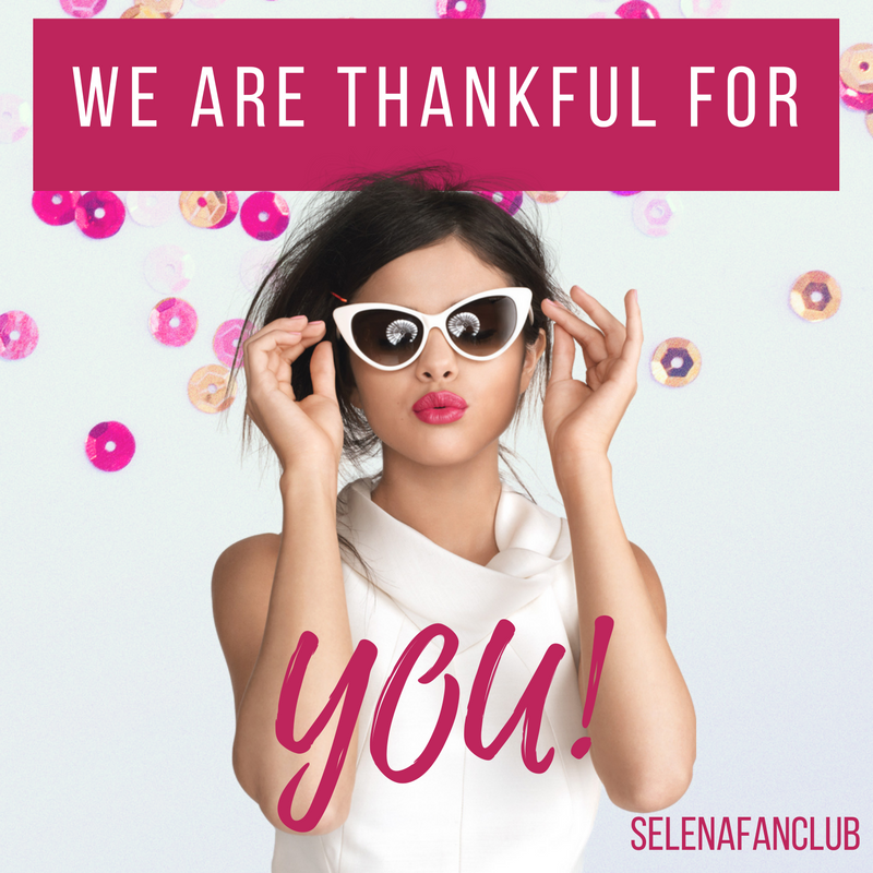 SelenaFanClub's tweet photo. Happy Thanksgiving, fam! ❤❤❤ Share with us why you're thankful for Selena &amp; other Selenators! https://t.co/BNFbZ3CgNL