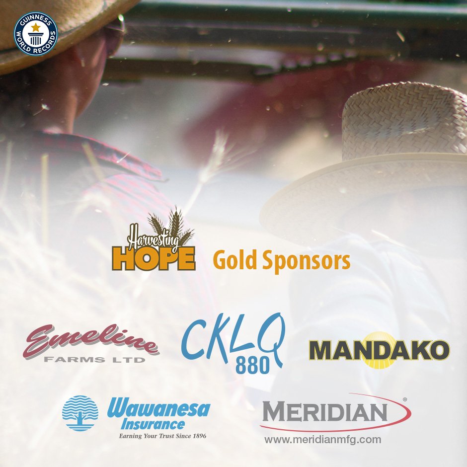 HarvestHope2016's tweet photo. Thanks to our gold sponsors for helping make this world record possible @880cklqnews @cklq @mandako @WawanesaCanada @meridianmfg https://t.co/FSVTPytaUu