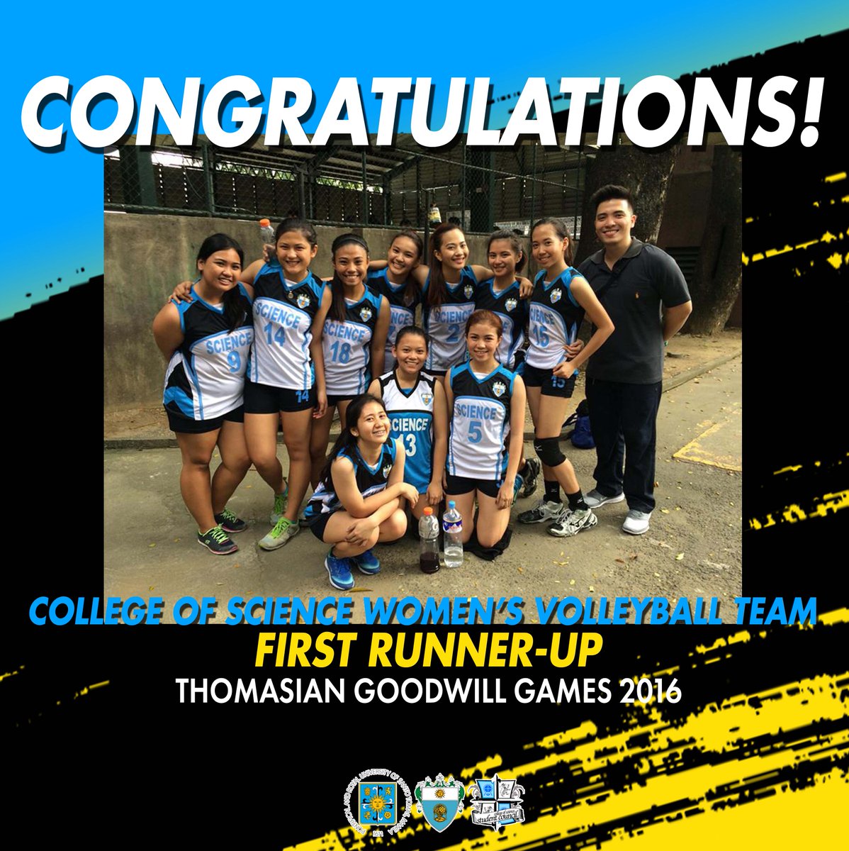 USTCSSC's tweet photo. Congratulations, CSWVT for being the First Runner-Up during the Thomasian Goodwill Games 2016! We are so proud of you! :) #GalingScience https://t.co/GWrdNyhWXe