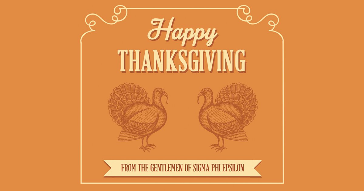 Happy Thanksgiving to all of our SigEp brothers and friends! We're so incredibly thankful for your never-ending support. #VDBL