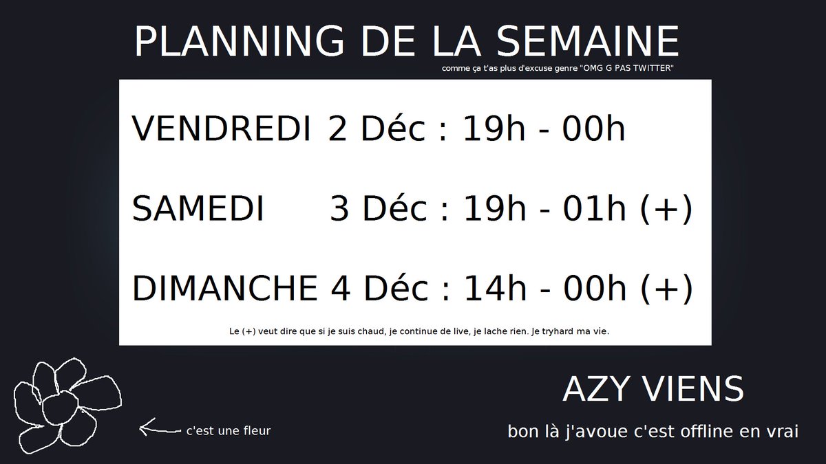 poncefleur's tweet photo. PROGRAMME DE LA SEMAINE PROCHAINE LES SAUCES BLANCHES
Faites tourner https://t.co/26FCq5lVTQ
#twitch #rt #PonceCrew #love https://t.co/qNiLQ2PNo7