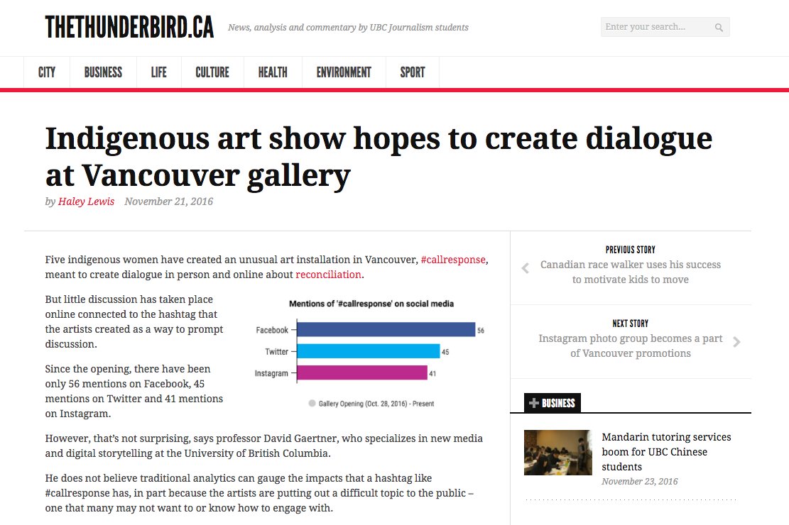 gruntgallery's tweet image. A thoughtful article by Haley Lewis on the online versus on the ground engagement of #callresponse 
thethunderbird.ca/2016/11/21/ind…