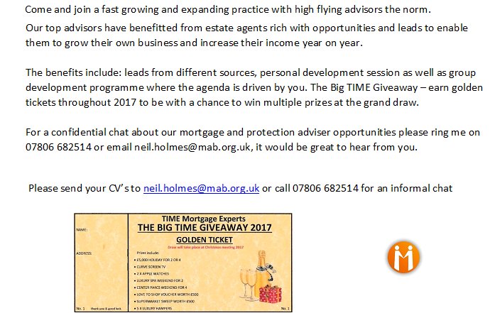 MAB_TIME's tweet image. We are looking for highly motivated self-employed Mortgage Advisers to work in Manchester, Durham, Rhyl/Prestatyn, Wrexham &amp;amp; Barmouth.