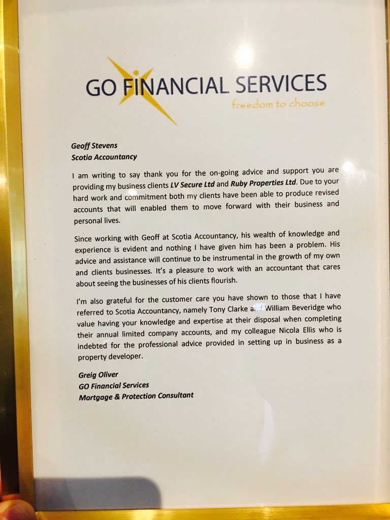 MarkScotia's tweet photo. Many thanks to Go Financial Services for the testimonial #winning https://t.co/jLWwt4Z7FJ