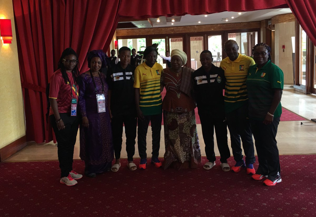 DlaminiZuma's tweet image. Very pleased to be in #Yaoundé, Cameroon, to support #women soccer. #AWCON2016 @CAF_Online