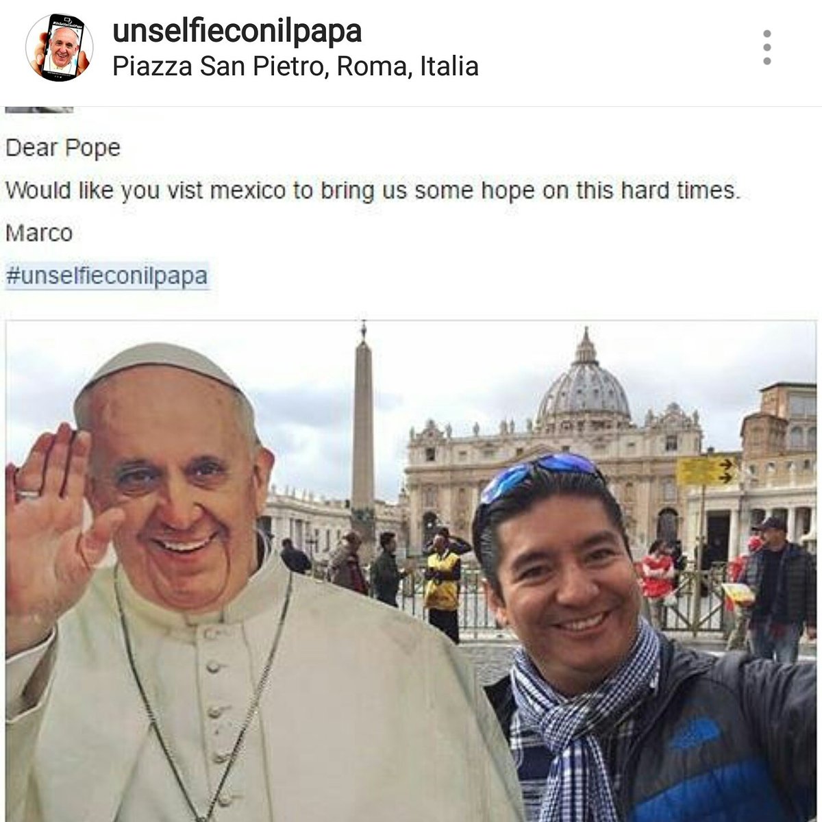PopUpPope's tweet photo. Happy Thanksgiving! We are grateful to the @SelfieConIlPapa team for helping us get the #popuppope out of Italian customs. Yaayy!! https://t.co/U6JbxzFIOM
