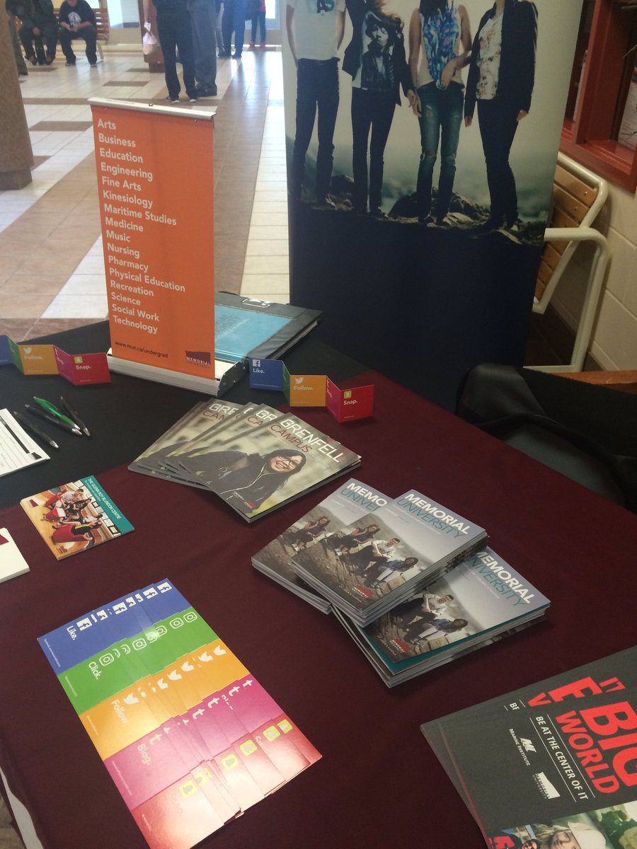 MUN_Candace's tweet photo. Set up and ready to talk to #NKEC students about @MemorialFutureU! Come #ChatWithUs https://t.co/oUwrPoVngl