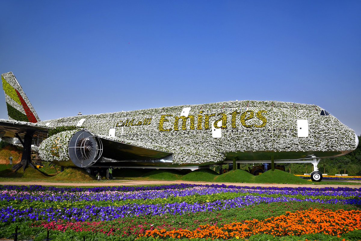 emirates's tweet photo. Welcome on board our @Airbus A380 made of 500,000 flowers &amp; living plants at Dubai Miracle Garden. https://t.co/itEAJqWLN5