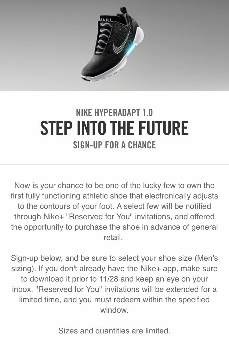 nike hyperadapt sizing