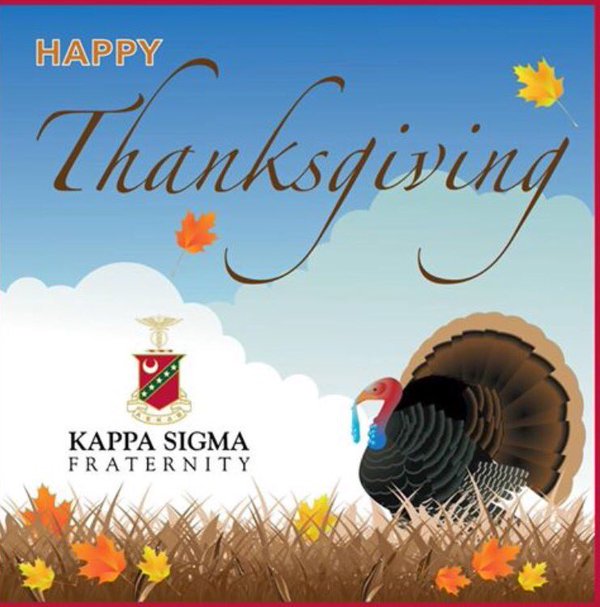 KappaSigmaATU's tweet photo. The brothers of Kappa Sigma would like to wish everyone a happy and safe thanksgiving! #TurkeyComa https://t.co/cwNKFtNwET