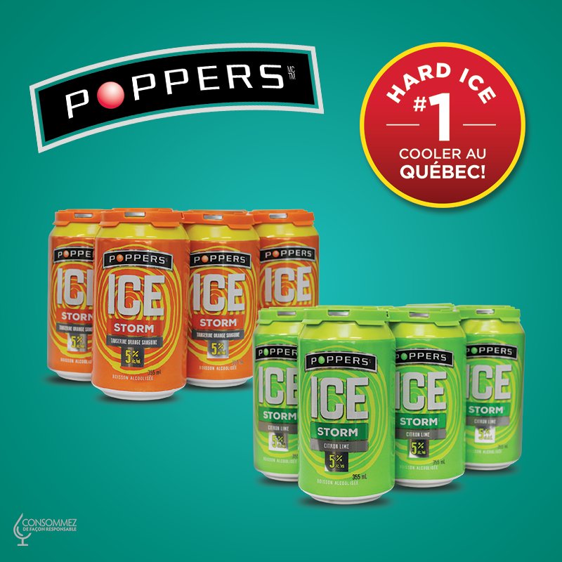 PoppersCoolers's tweet photo. Poppers Ice Storm est disponible chez Super C à 9,99 $ ! Parfait pour ton weekend ! #poppersstorm #popperscoolers https://t.co/jlQX1VXkZ6