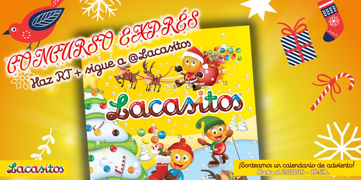 Lacasitos's tweet photo. 🌟 ¡Tenemos #CONCURSO! 🌟 Sorteamos un calendario de adviento de Lacasitos que la #Navidad ya está ahí 🎄🎅 ¡Haz RT + sigue a @Lacasitos! https://t.co/eJPyMDacYw