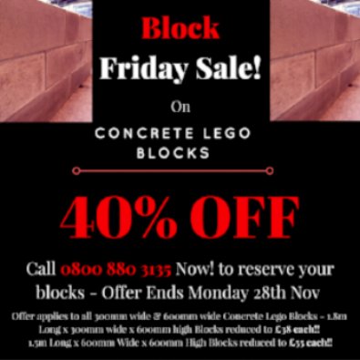 BlockWalls's tweet photo. Block Friday is almost upon us! Check out these low prices on our #Concrete Lego Blocks! https://t.co/0SSkz0ZjFu