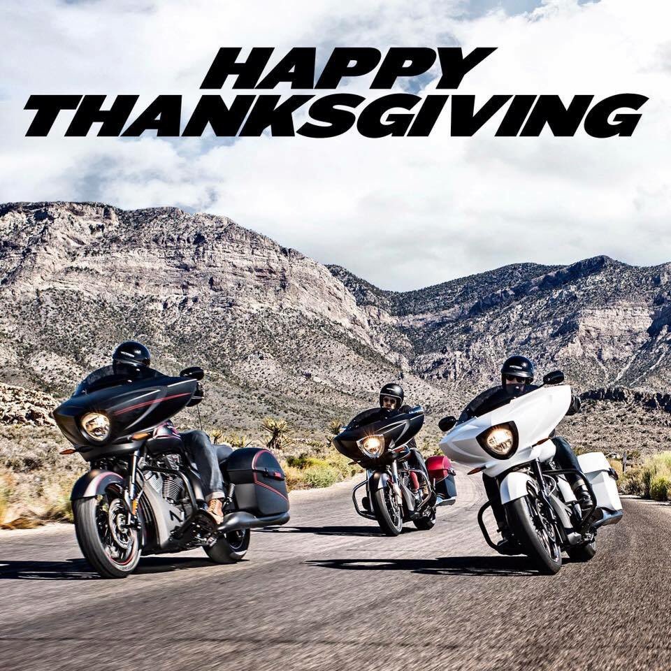 We are thankful for a lot, but mostly two-wheels and open roads. #HappyThanksgiving