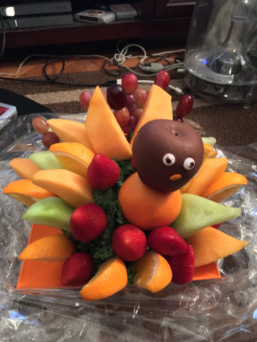 CodyKjos's tweet photo. Fruit Turkey Basket. Happy Thanksgiving everyone! #thanksgiving #entp040 https://t.co/XDFqNtziMG