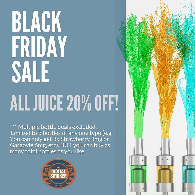 digital_ecigs's tweet photo. Black Friday is tomorrow &amp; we've NEVER priced so much stuff so insanely low.
All juices are 20% OFF! Visit us in st… https://t.co/GR4HKz5gvn