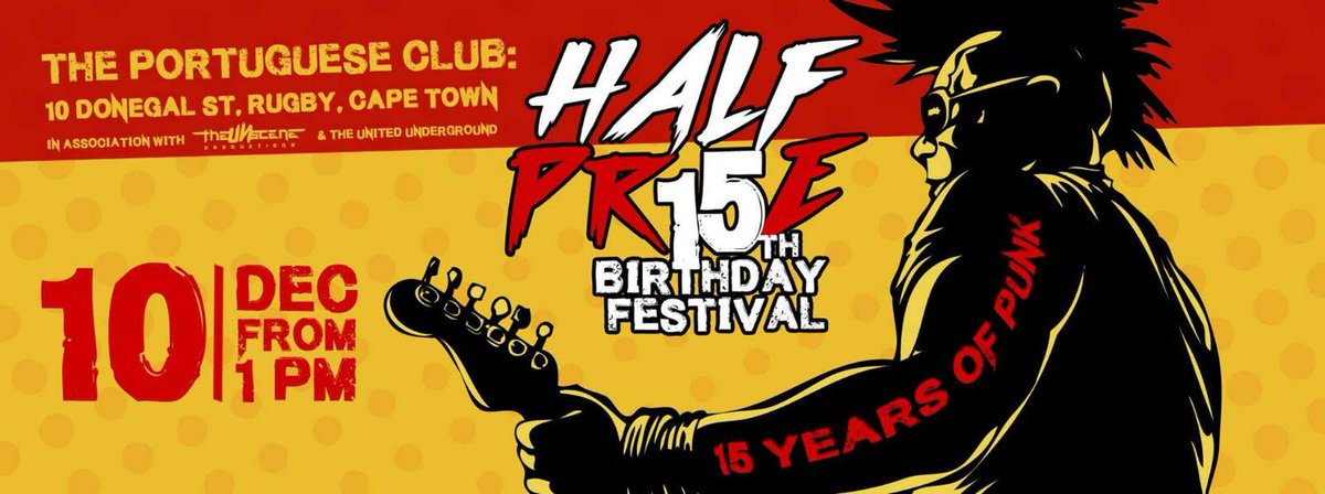 NoBigDealZA's tweet photo. Well hey! Awesome gig coming up #DEC10 so mark it down now mkay! ;) @halfpriceband #halfpricebandbdayfest 15 YEARS!!!! #Respect :D https://t.co/0h1JcKgrMc