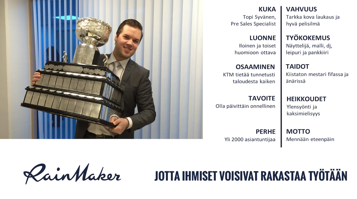 RainmakerFI's tweet photo. Fifan ja änärin kiistaton mestari @TopiHenric on myös Pre Sales Specialisti. #Sateentekijä https://t.co/EpZ5PGujGC