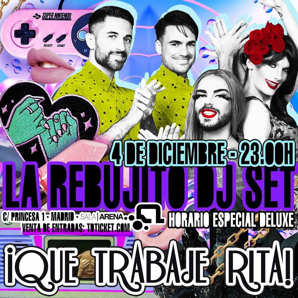 La Rebujito estaremos en el próximo <a href="/QTRoficial/">¡Que Trabaje Rita!</a> de #Madrid en un especial fiestas navideñas!!! La de villancicos que nos vamos a marcar!!!