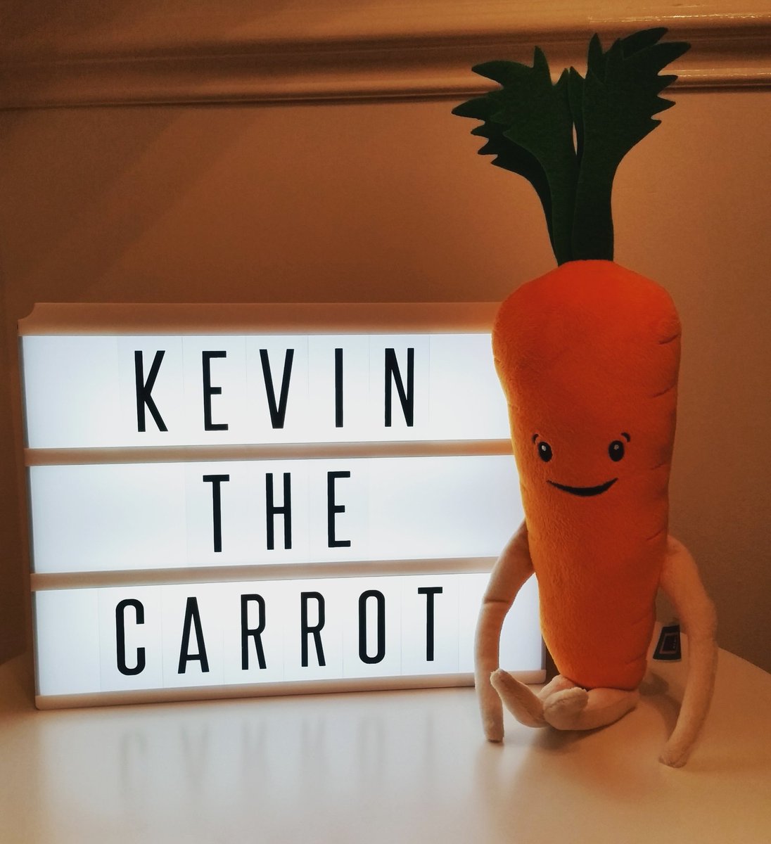 kimsunnynorwich's tweet photo. Who does he think he is?! Name up in lights! #kevinthecarrot #KevinThursday #aldi https://t.co/r28avKRByp