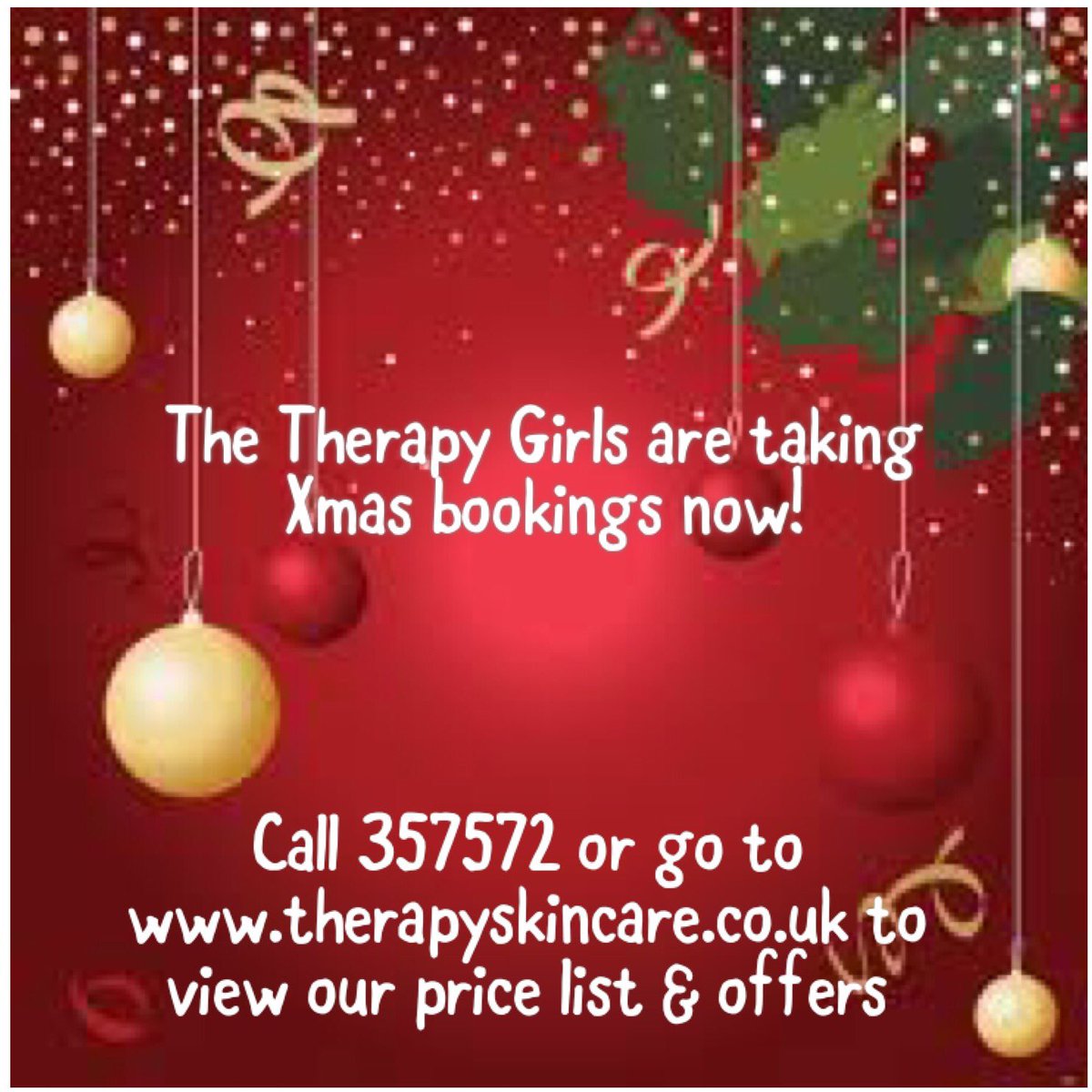 SarahatTherapy's tweet photo. Book now for Xmas! #beautybookings #xmasparty #xmastreats #glitternails #xmaspamper #xmas https://t.co/h0aOV03KvU