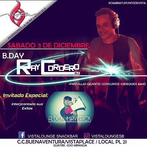 Se viene <a href="/AldonMaverick/">Aldón Maverick</a> En VIvo no dejes que te lo cuenten 03/12/16 #VistaLounge #VistaPlace #Guatire #ComingSoon