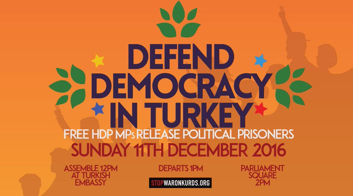 StopWarOnKurds's tweet photo. DEFEND DEMOCRACY IN TURKEY! DEMONSTRATION. 11th December 2016. #TwitterKurds #StopWarOnKurds #Turkey https://t.co/99235XIuIn