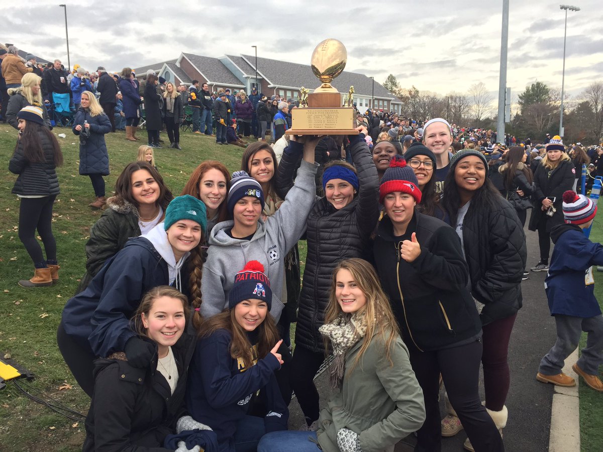 NHSRockets's tweet image. Needham Senior Girls celebrate their 35-6 win over Wellesley with the Powder Puff trophy!