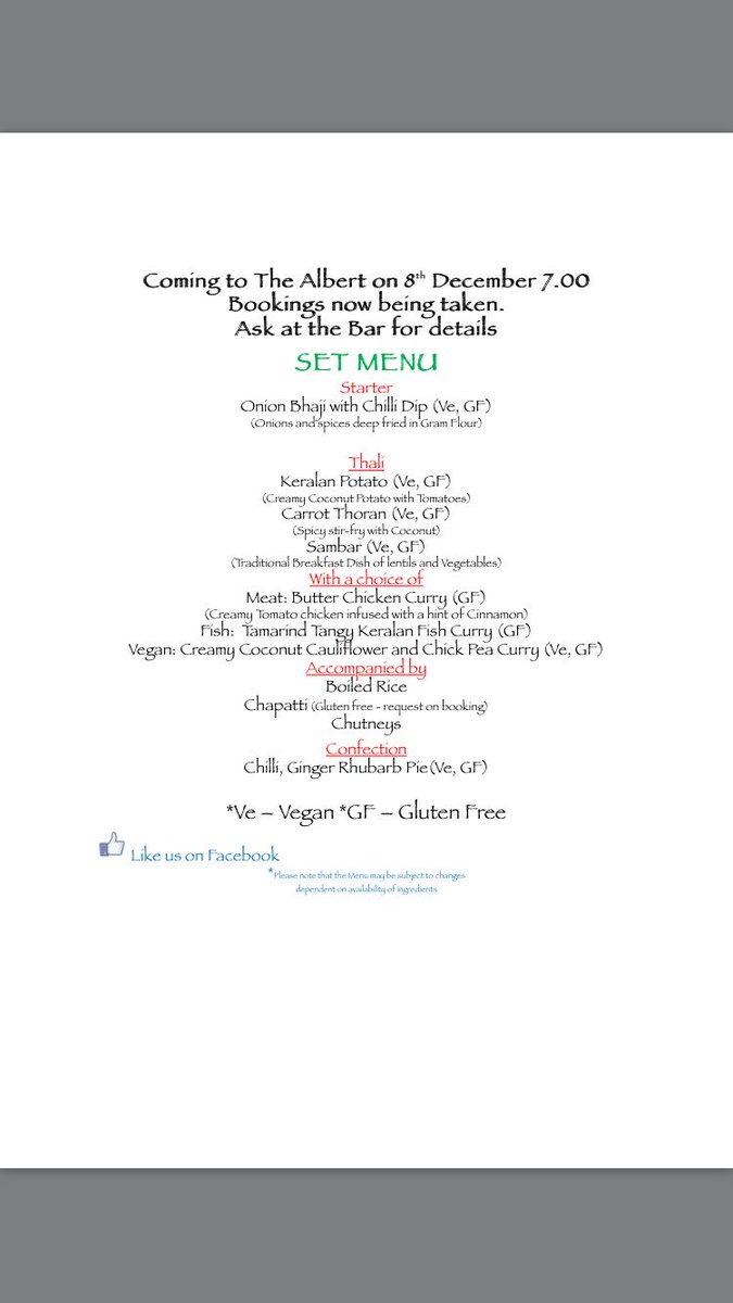 Thursday 8th December 7pm
pop up curry evening!
Authentic South Indian cuisine.
A delicious 3 course set menu.
£15 per person #ukpub