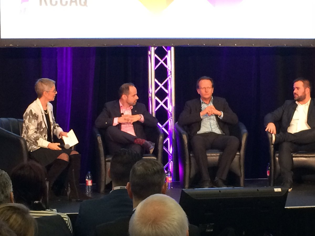 rccaq's tweet photo. Notre panel des experts animé par Joanne Paquet. BN, Cage aux sports, Connect&amp;Go et Benoît Perreault, consultant. #CongrèsRCCAQ https://t.co/jiFb7qgRFS