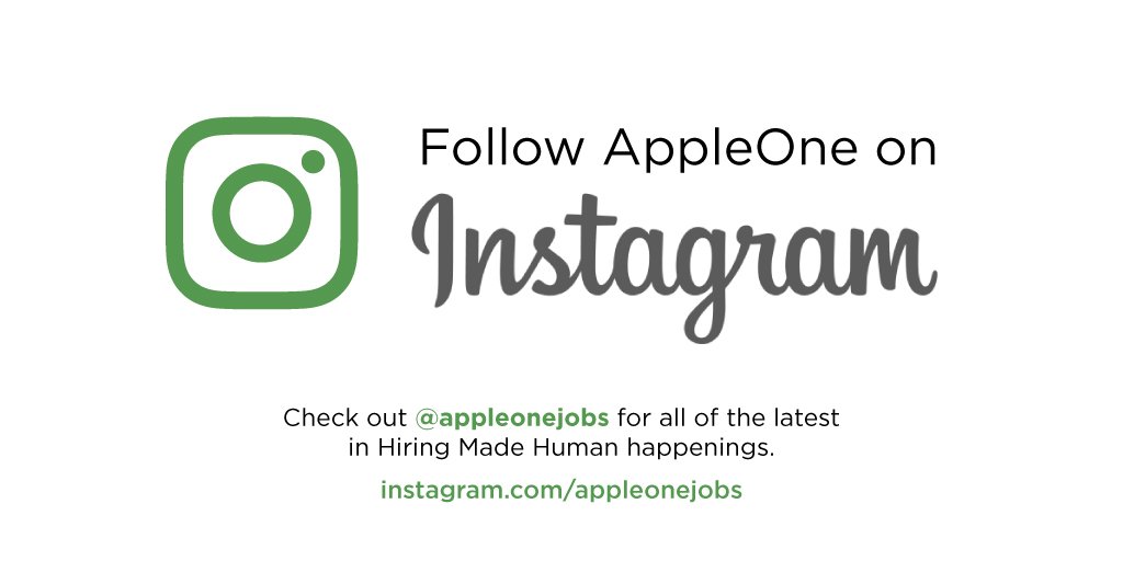 AppleOneHires's tweet photo. Follow #AppleOne on #Instagram at: https://t.co/nau72gI7IW #hiringmadehuman #jobsearch #staffing #newjob https://t.co/Vp2QeiNCn1