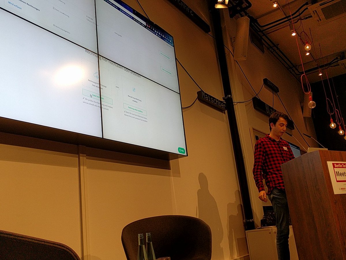 gmatuschka's tweet photo. Kenan from @bezahlt_ger demoing at our Berlin Tech Meetup #btm27 https://t.co/cydTybpk5i