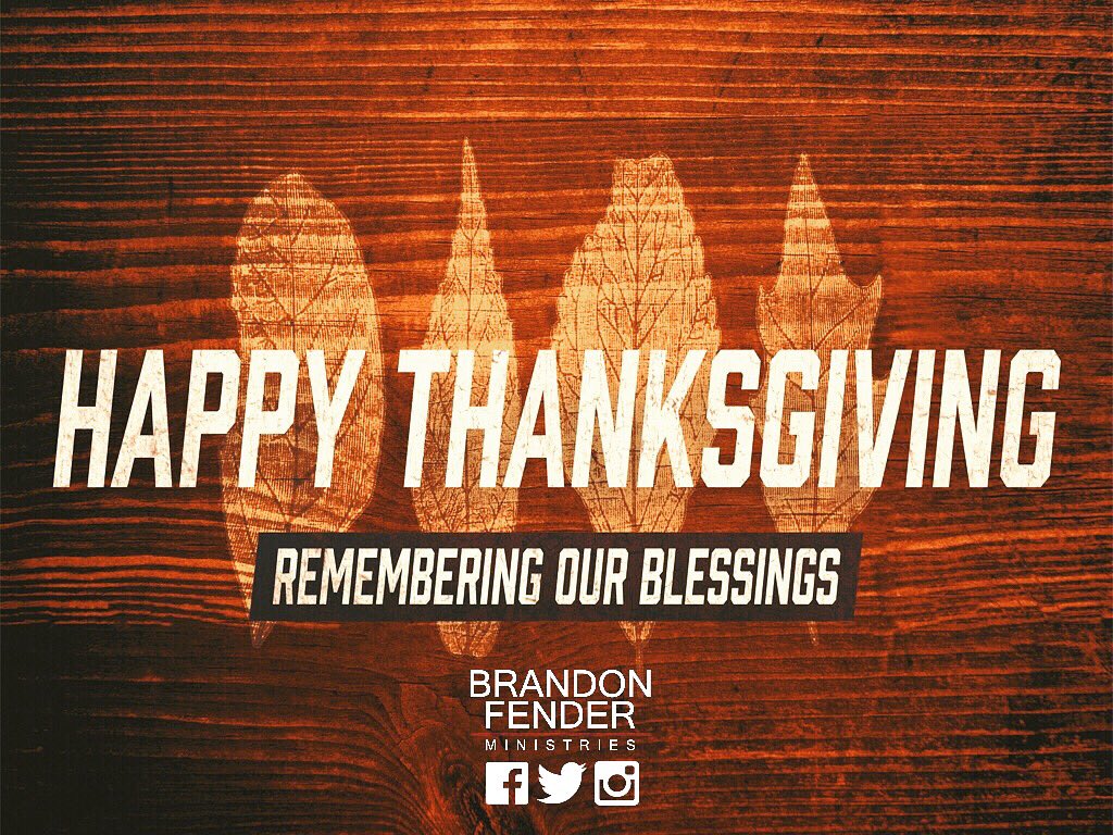 brandonfender's tweet photo. #HappyThanksgiving from the Fender Four to you & yours! I have so much in my life to be thankful for...God has been great to me! #FenderFour https://t.co/II5SliFrUe