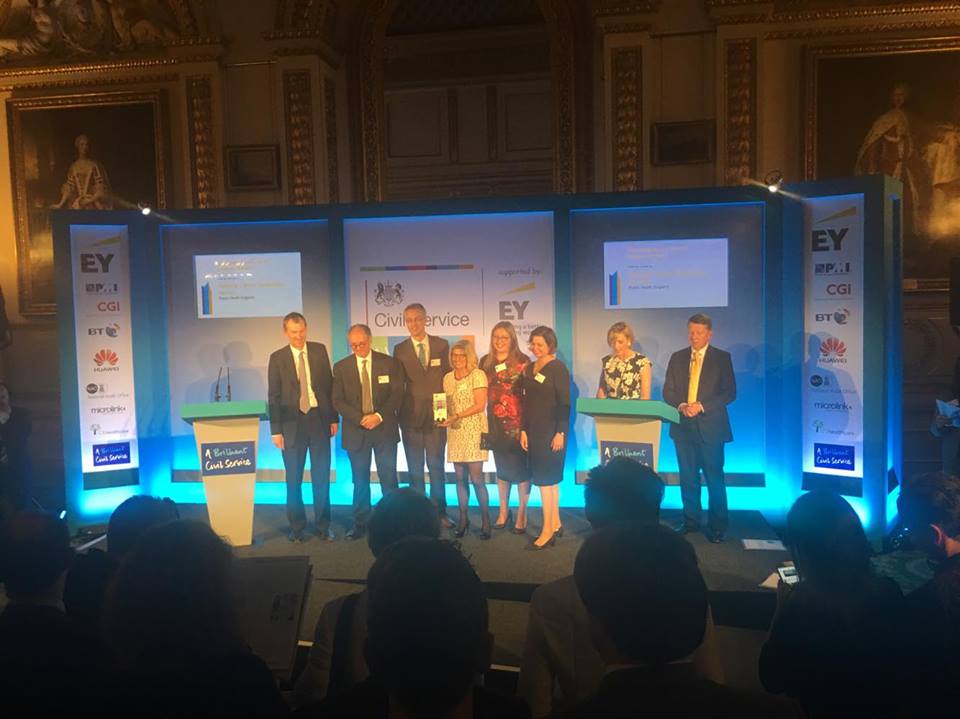 UKCivilService's tweet image. Great work from @PHE_uk on the National Cancer Registration Service. They just won the Analysis and Use of Evidence Award! #CSAwards