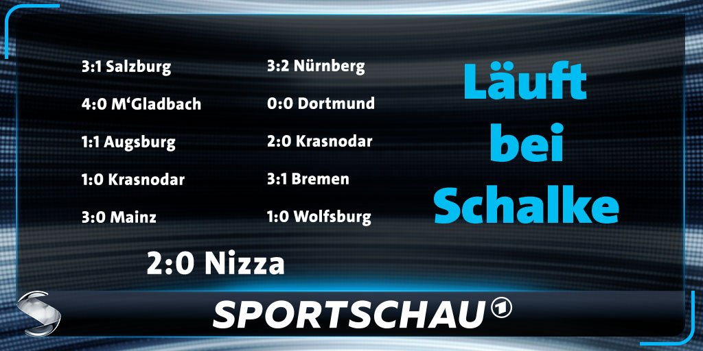 sportschau's tweet photo. Die letzten 11 Spiele von Schalke: 9 Siege, 2 Unentschieden, 21:5 Tore. @s04 #S04OGC https://t.co/RwRAyde0Ph