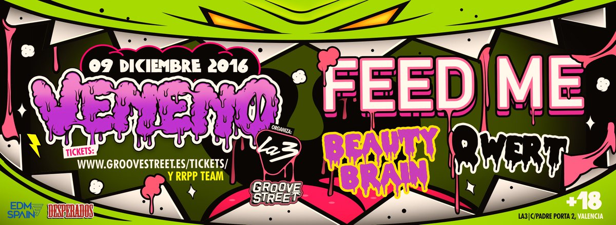 GrooveStreetRec's tweet image. SORTEO 2 ENTRADAS! 9 Diciembre @feedme en #VENENO x @La3Club (Follow @GrooveStreetVlc + RT) Tickets -&amp;gt; groovestreet.es/tickets/