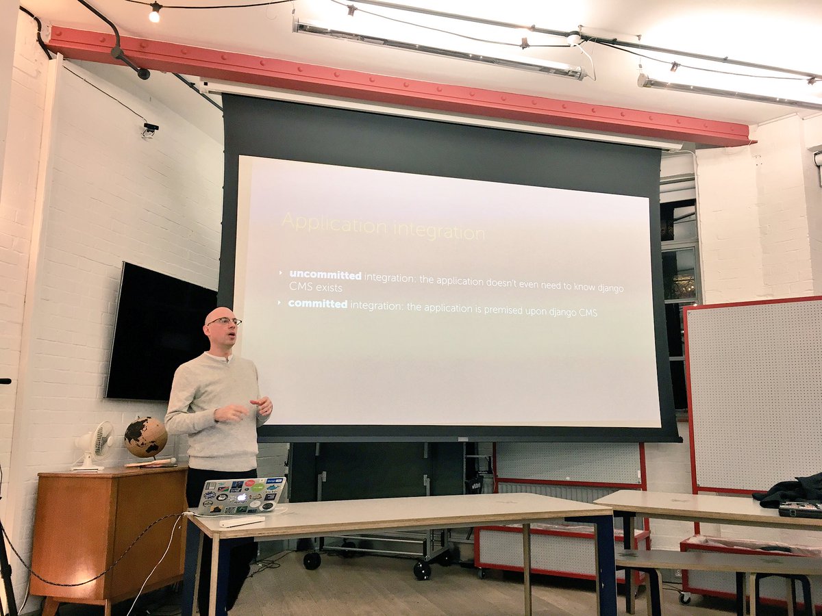 patrick91's tweet photo. Nice introduction of @djangocms by @evildmp #londonpython https://t.co/iWPe9Bniwr