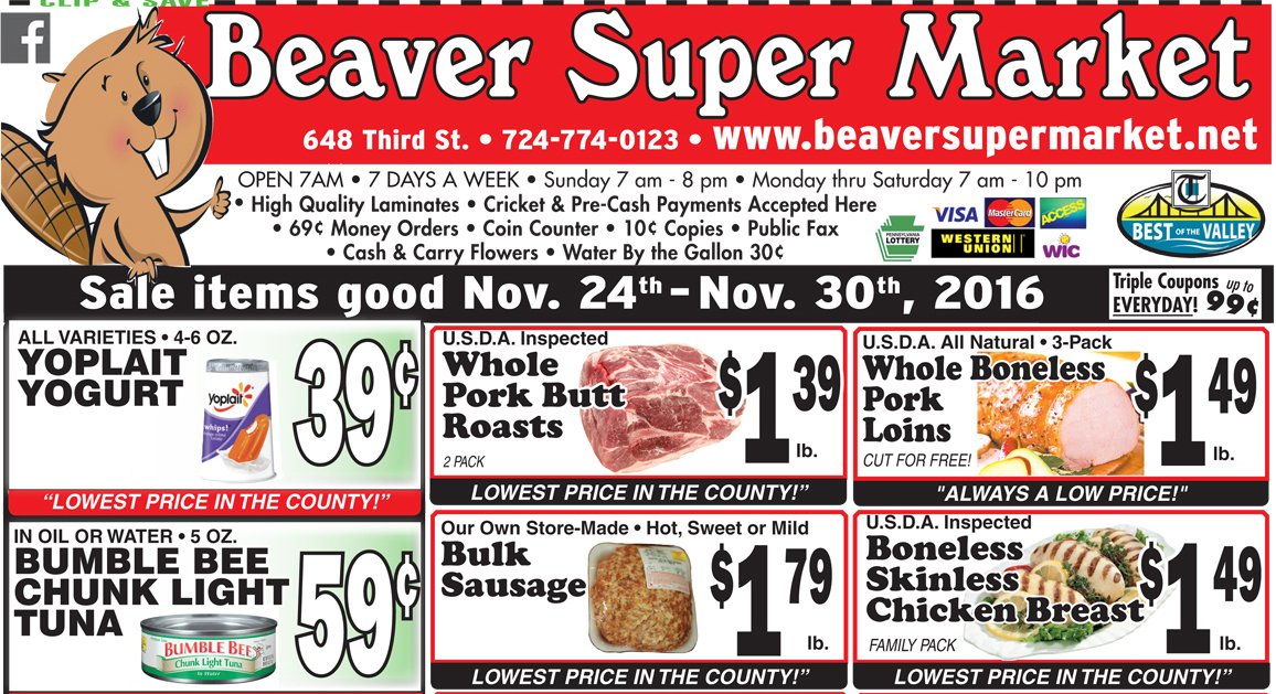 beaversuper's tweet photo. This Week's Specials https://t.co/qDuLpaQTDO